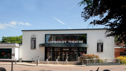 Camberley Theatre with blue sky behind