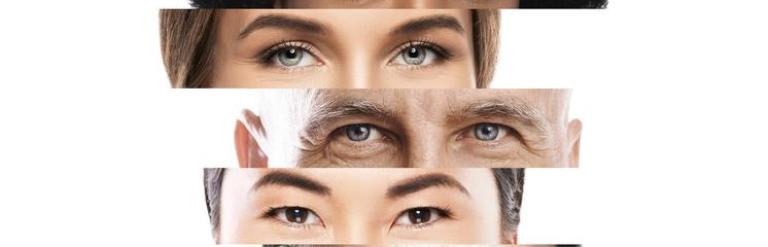 forehead and eyes of a diverse range of people 