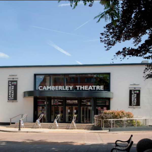 Camberley Theatre with blue sky behind