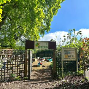 entrance to Flourish Community Garden at Frimley Lodge Park
